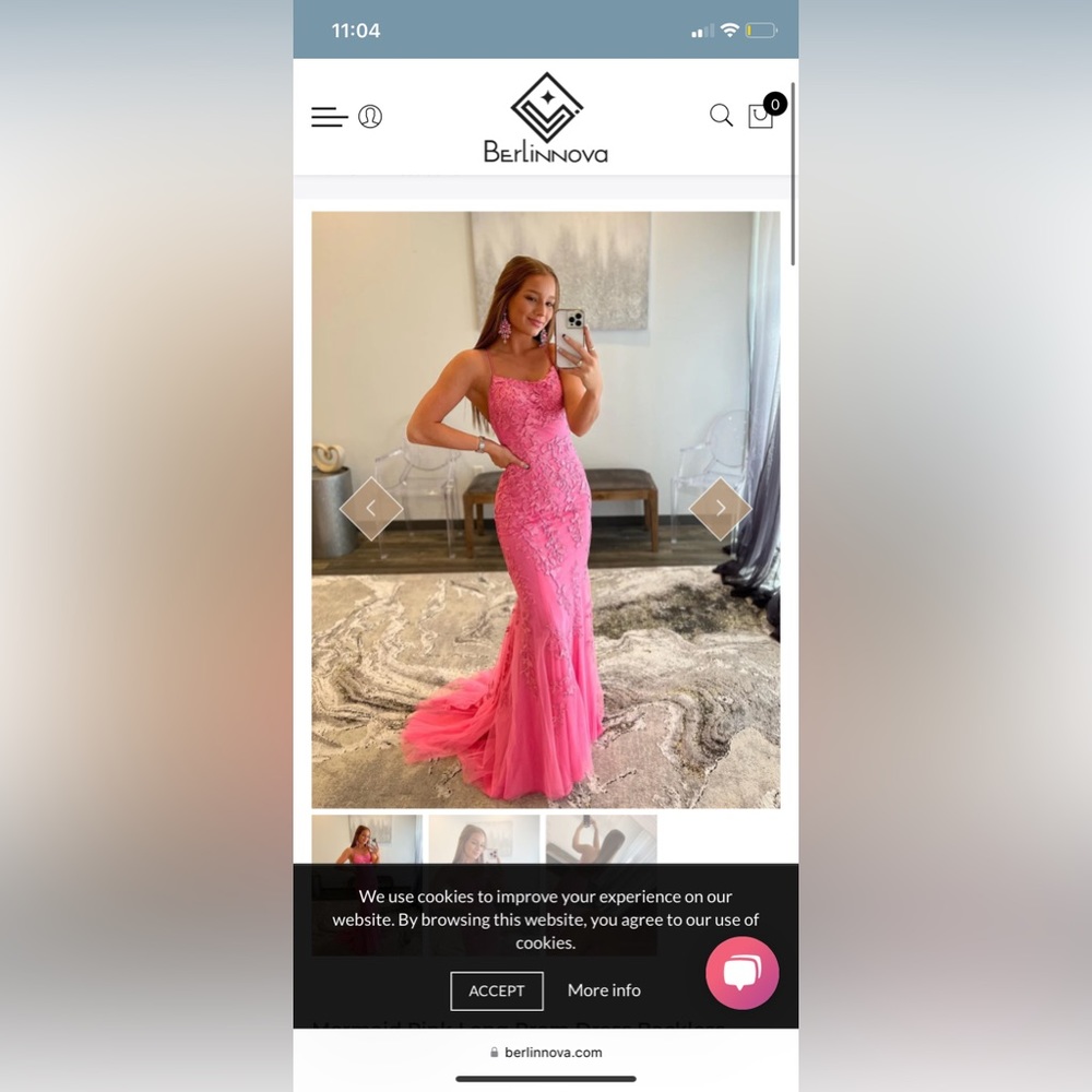 Long pink mermaid backless prom dress